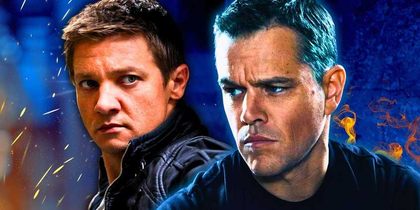 Jeremy Renner as Aaron Cross and Matt Damon as Jason Bourne.
