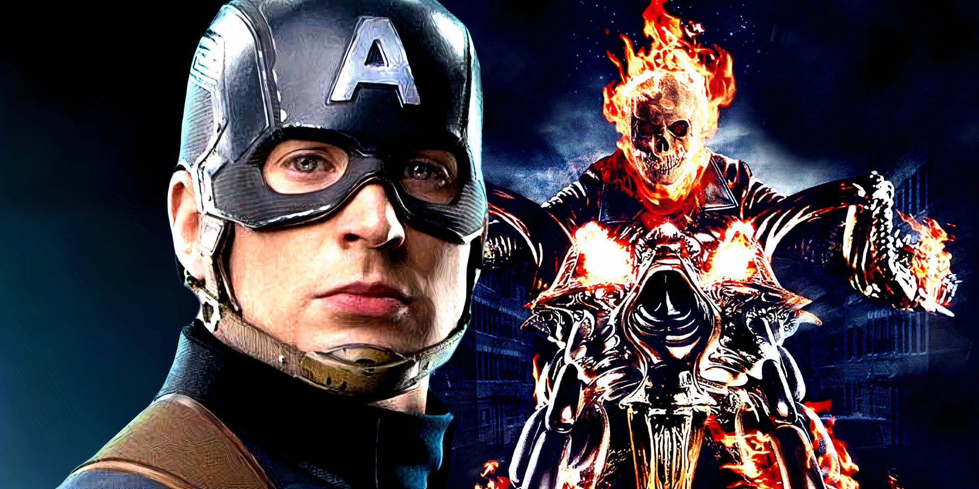 Captain America Poses in Avengers Endgame and Johnny Blaze Riding the Motorcycle in Ghost Rider (2007)