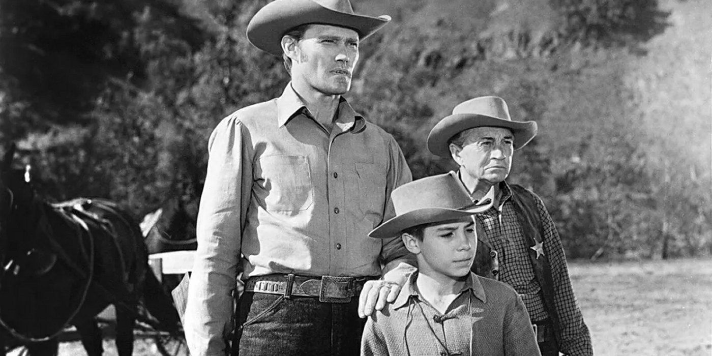 Chuck Connors and Paul Fix in The Rifleman
