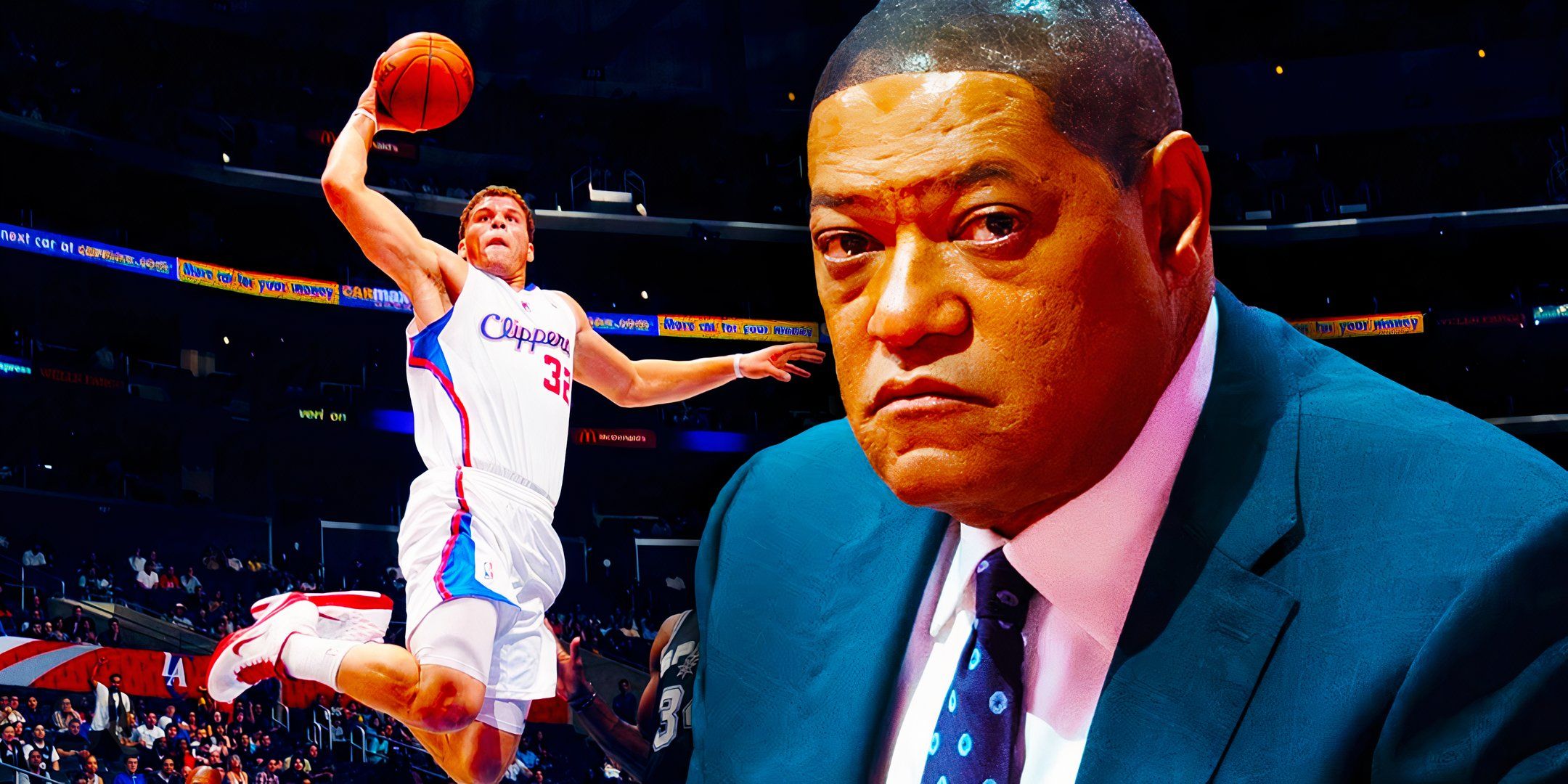 Laurence Fishburne as Doc Rivers with Blake Griffin
