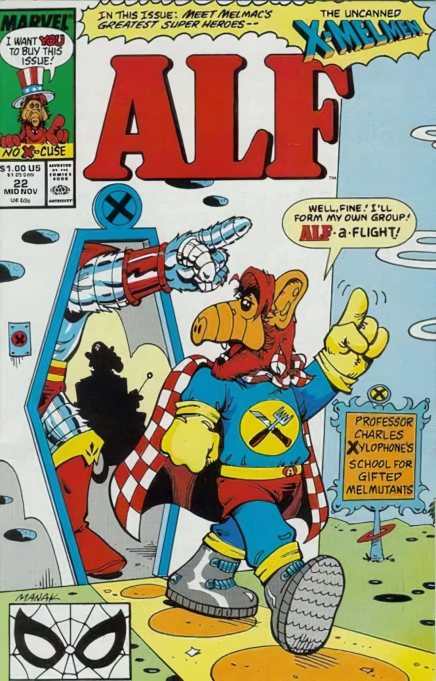 Cover for ALF #22, featuring the 'Uncanned X-Men' parody.