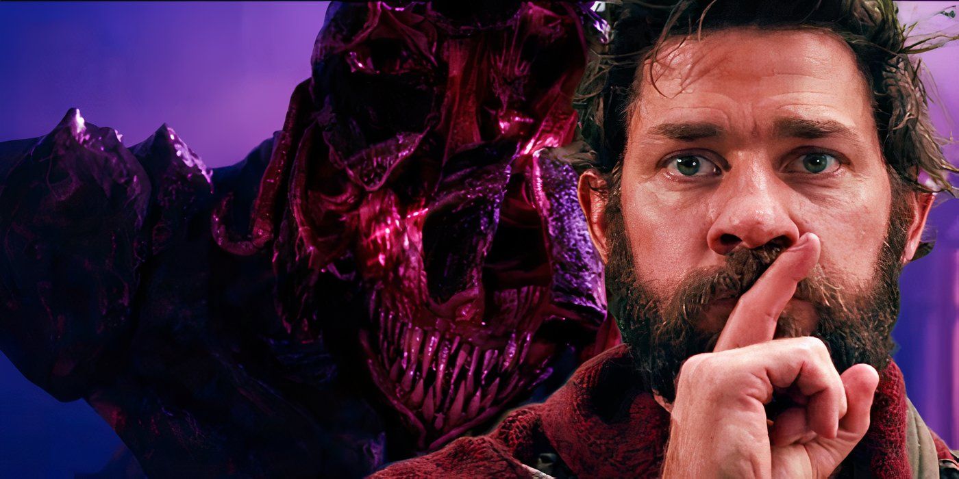 Custom image of John Krasinki and a monster in A Quiet Place
