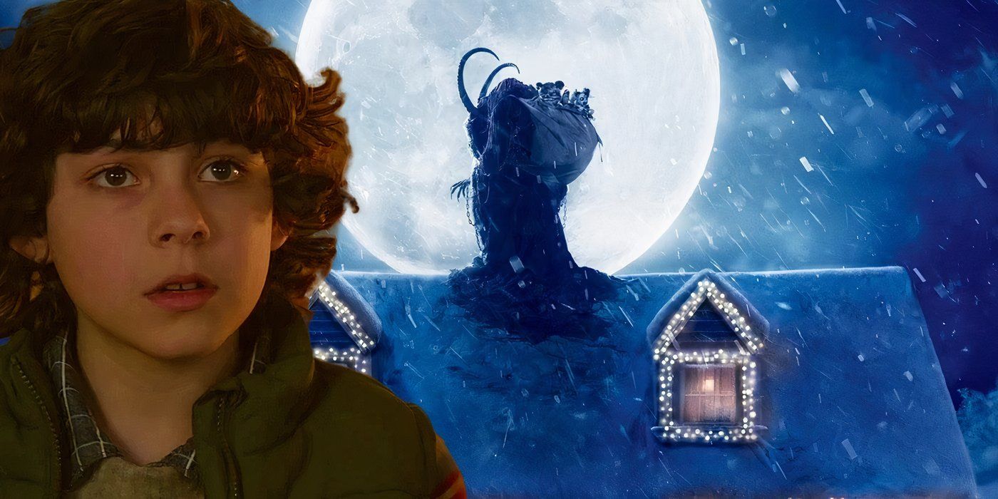 Collage image of Max and Krampus on a roof in Krampus