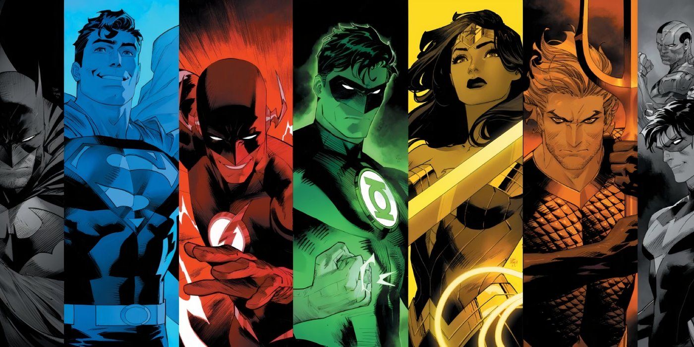 Dan Mora art Batman Flash superman Aquaman Green Lantern Wonder Woman Shazam Nightwing Titans