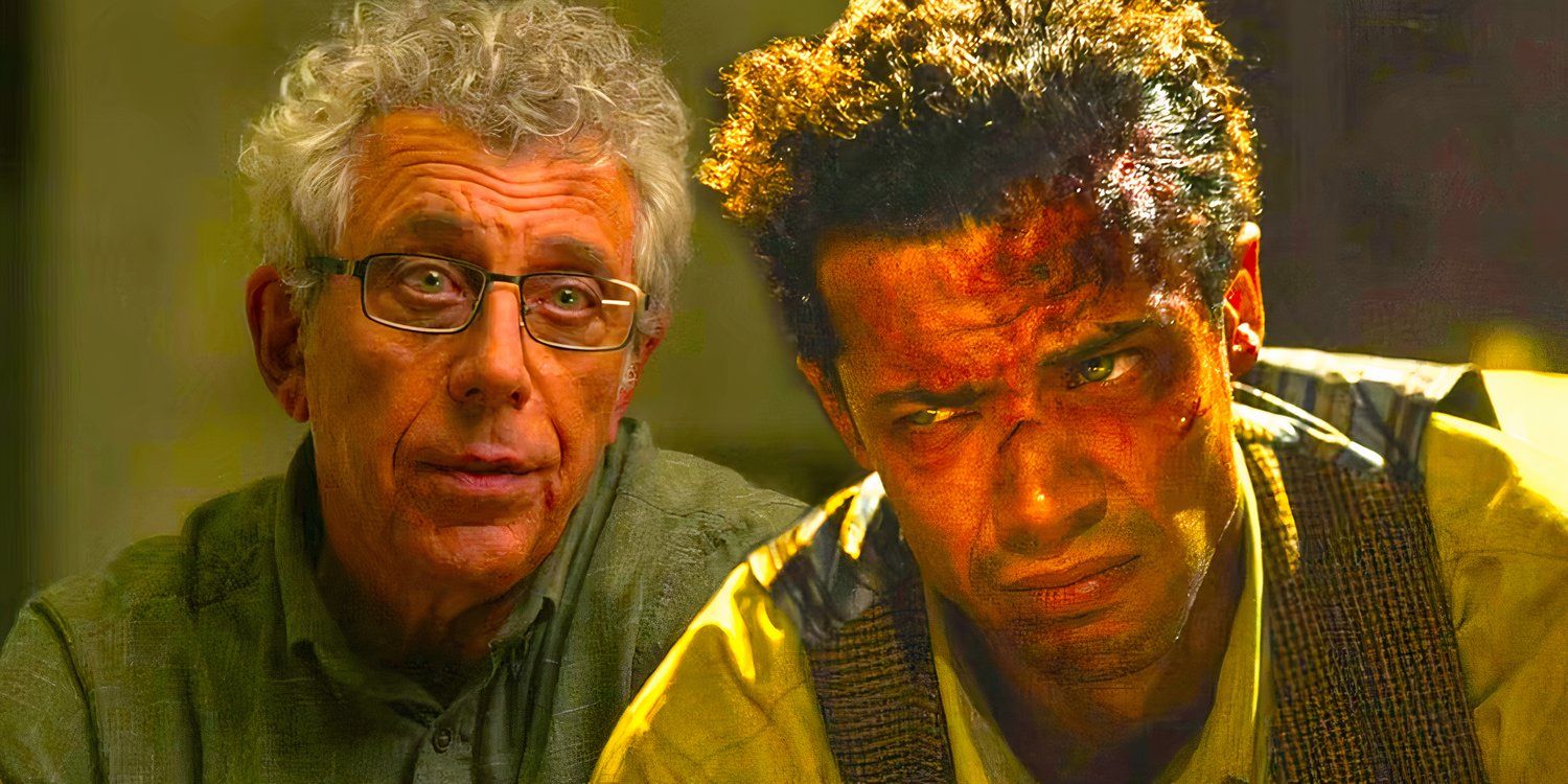 Eric Bogosian as Daniel Molloy speaking next to Jacob Anderson as Louis de Pointe du Lac bleeding in Interview with the Vampire season 2