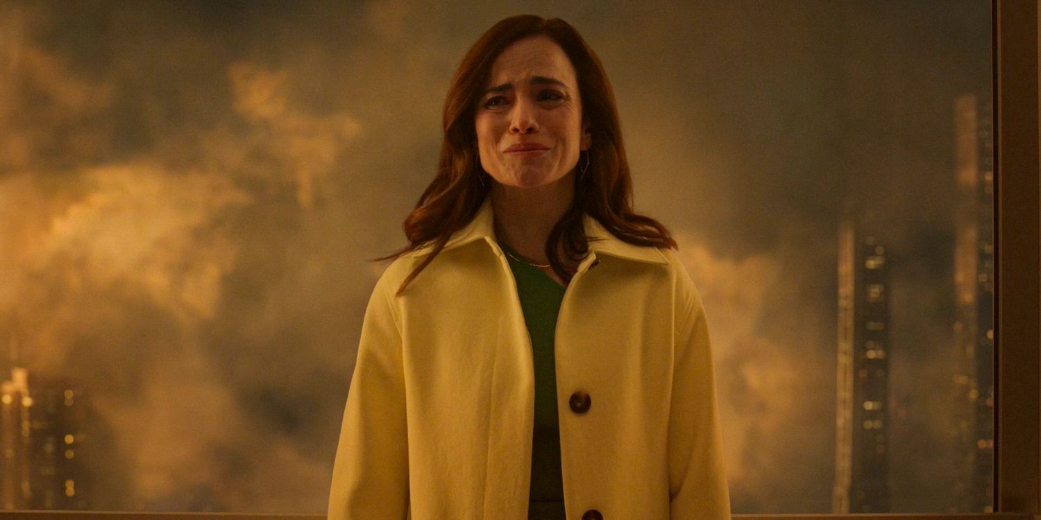 Amanda (Alice Braga) crying after saying goodbye to Jason and leaving the adventure of traveling between realities in Dark Matter season 1 episode 7