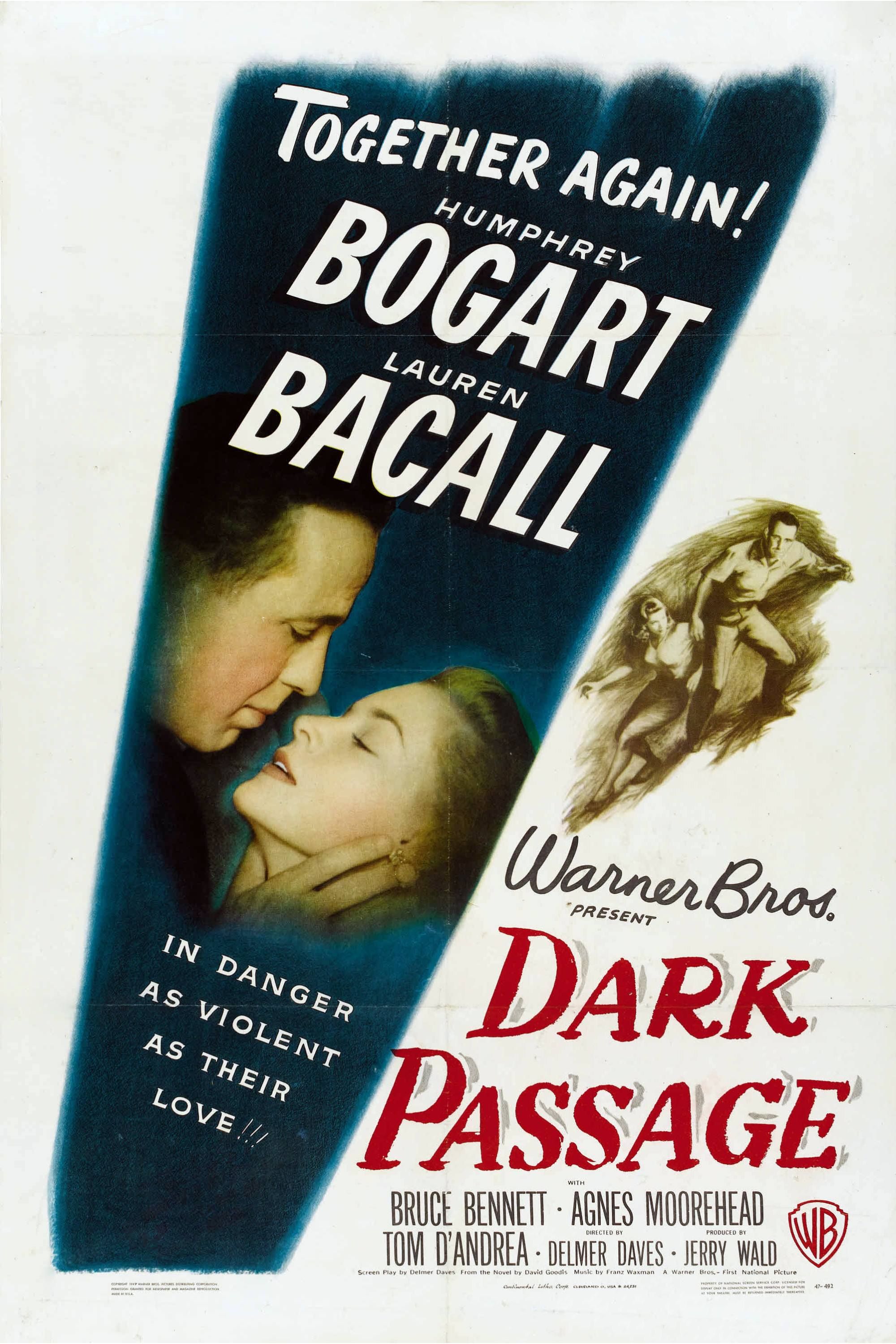 Dark Passage (1947) - Pôster - Humphrey Bogart e Lauren Bacall