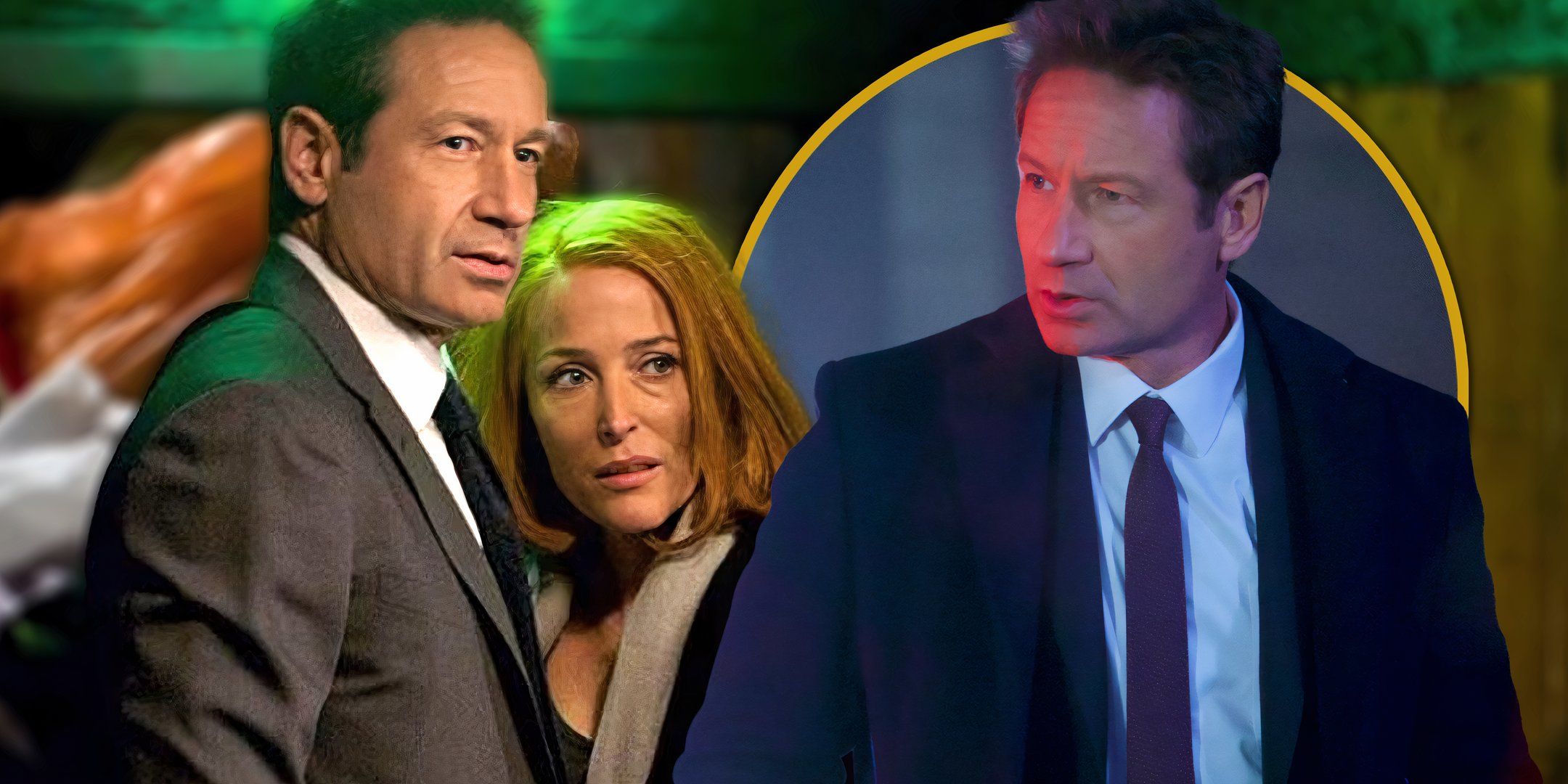David Duchovny looking at Mulder and Scully in The X-Files Exclusive header