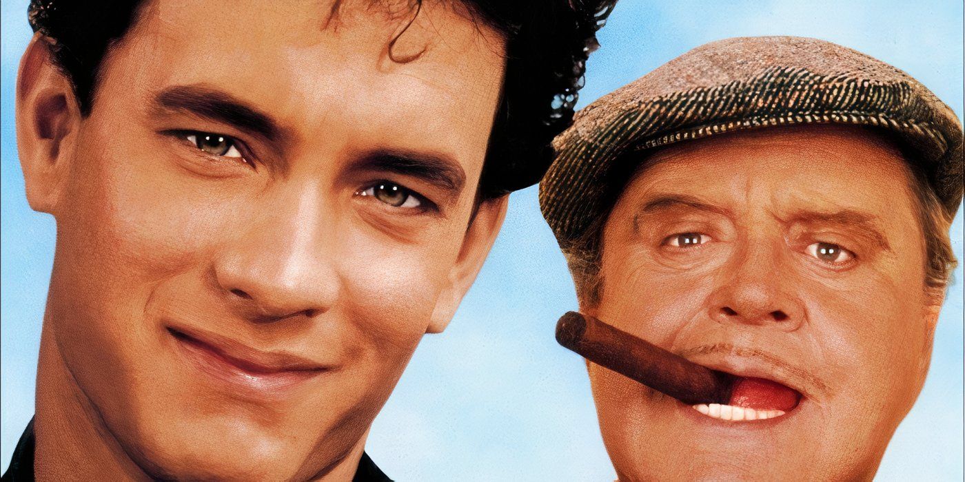 David (Tom Hanks) and Max (Jackie Gleason) next to each other looking at the camera in Nothing in Common.