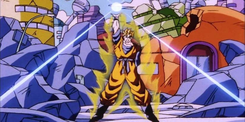 Dragon Ball's Future Gohan charging an attack.