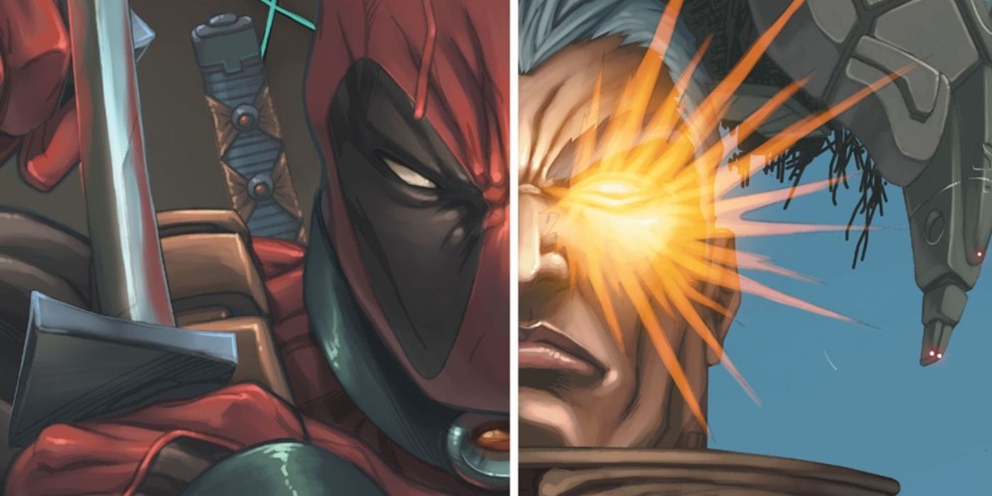 Split image of Deadpool and Cable side-by-side.
