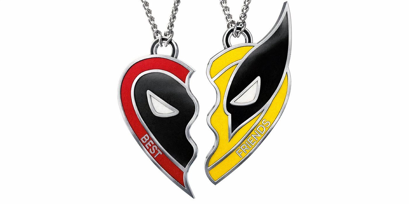 Deadpool & Wolverine friendship necklace against a white background