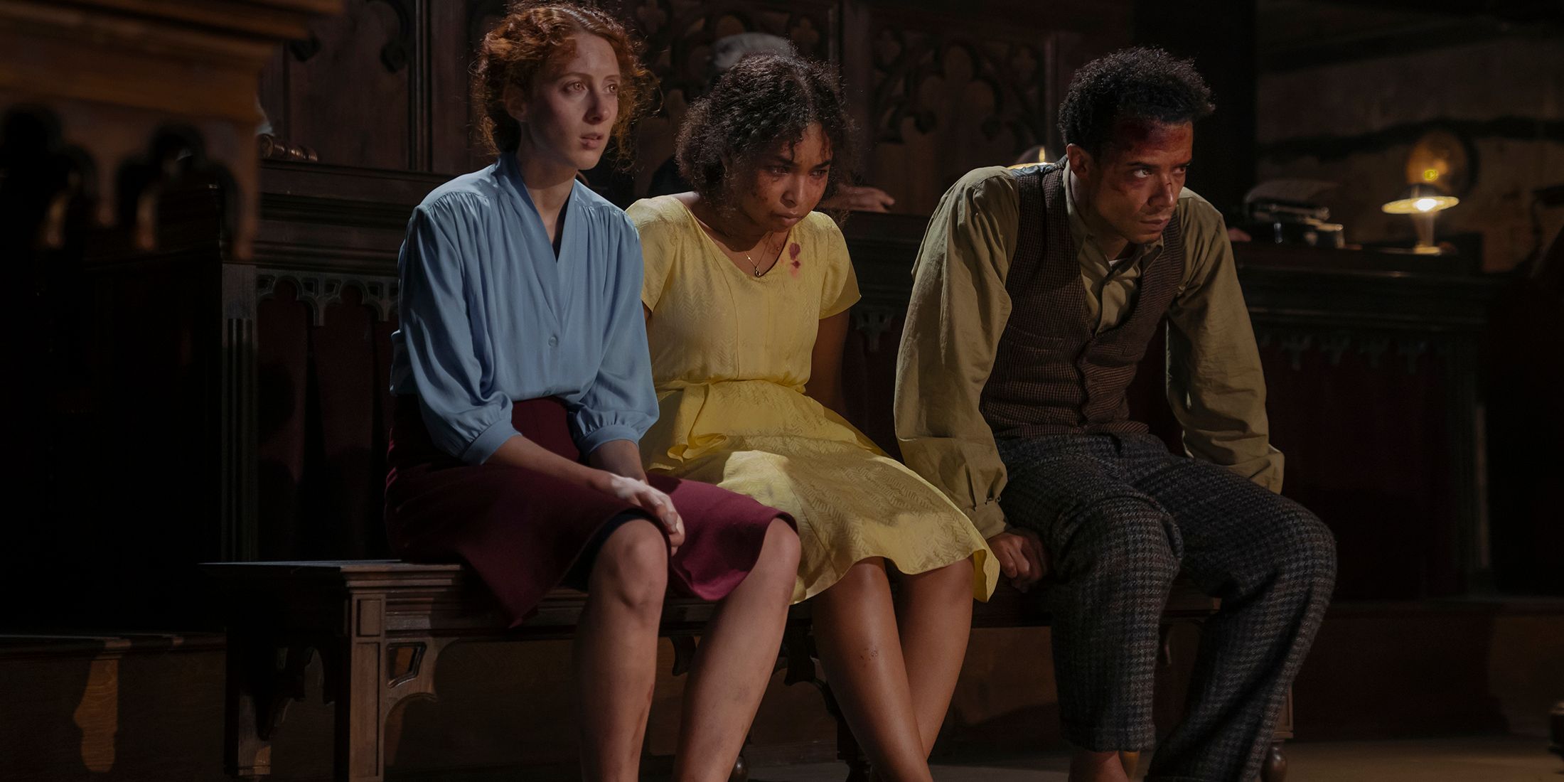 Delainey Haines as Claudia, Roxanne Duran as Madeleine &amp; Jacob Anderson as Louis in Interview with the Vampire 207.