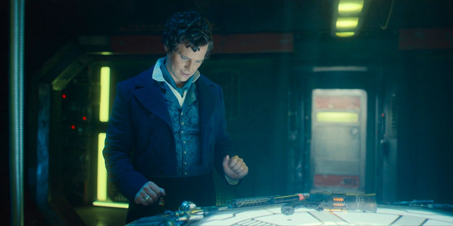 Rogue (Jonathan Groff) setting up the control panel of his ship in Doctor Who season 14 episode 6