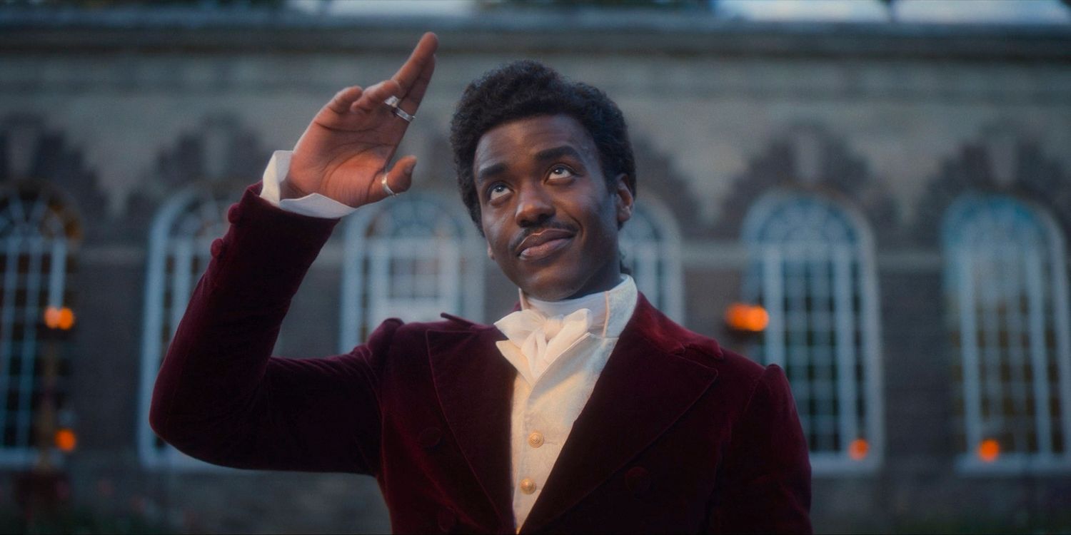 The Doctor (Ncuti Gatwa) salutes towards the sky with his fingers, saying goodbye to Rogue in Doctor Who season 14 episode 6
