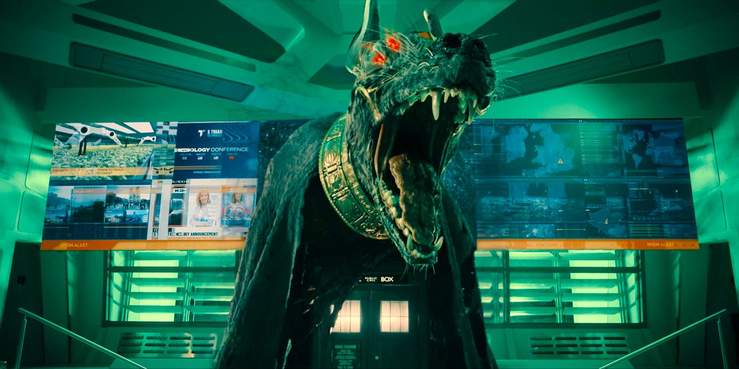 Sutekh in the form of a dog surrounding the TARDIS in Doctor Who season 14, episode 7.