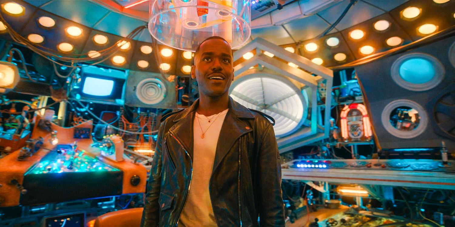 The Doctor (Ncuti Gatwa) smiling in the Remembered TARDIS in Doctor Who season 14 episode 8