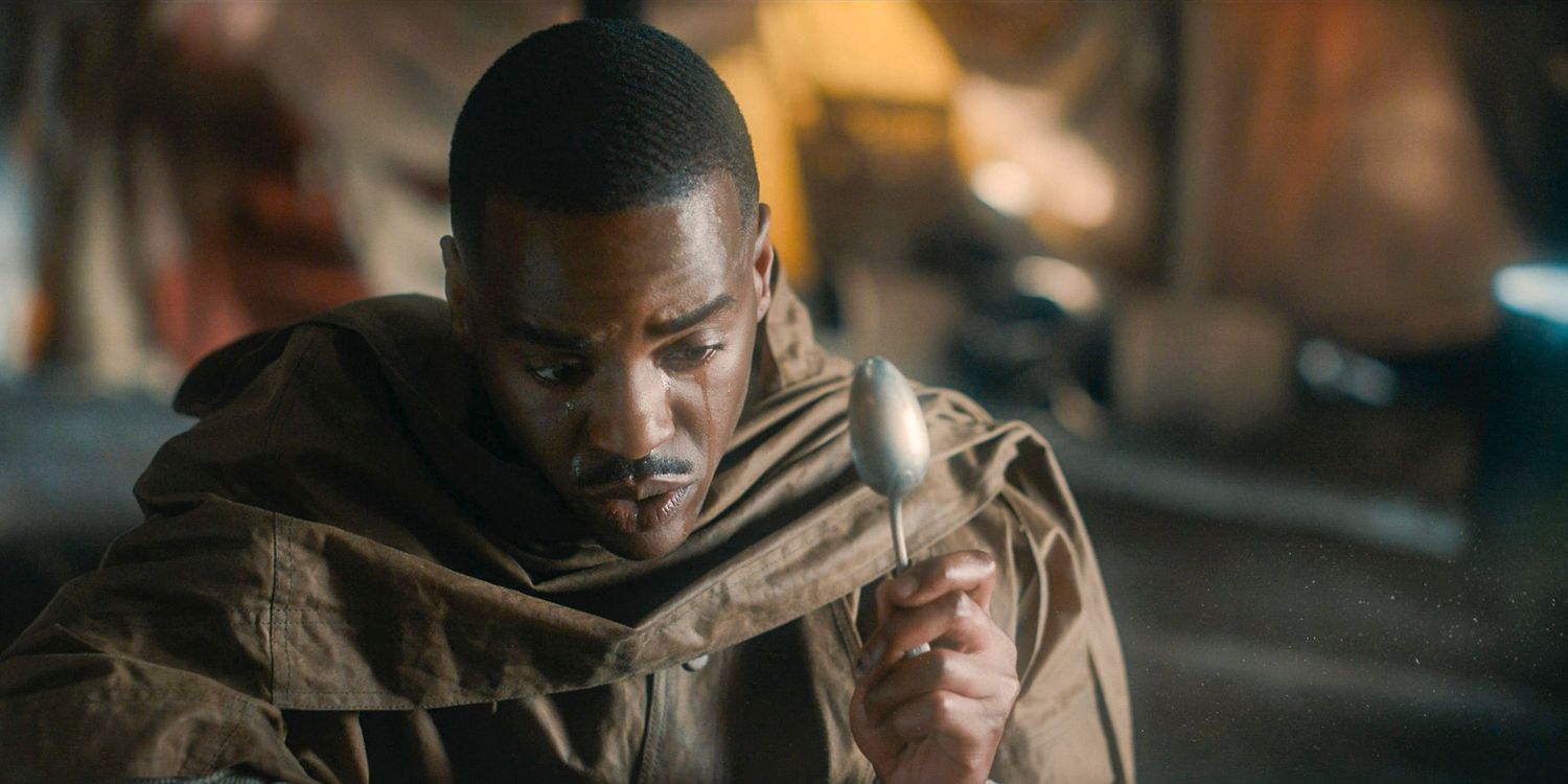The Doctor (Ncuti Gatwa) crying while holding a spoon in Doctor Who season 14 episode 8
