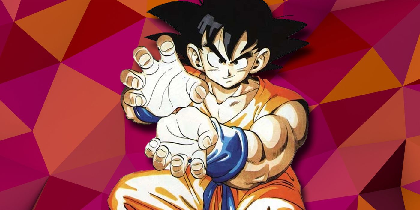 Dragon Ball: Goku in Kamehameha pose with geometric background