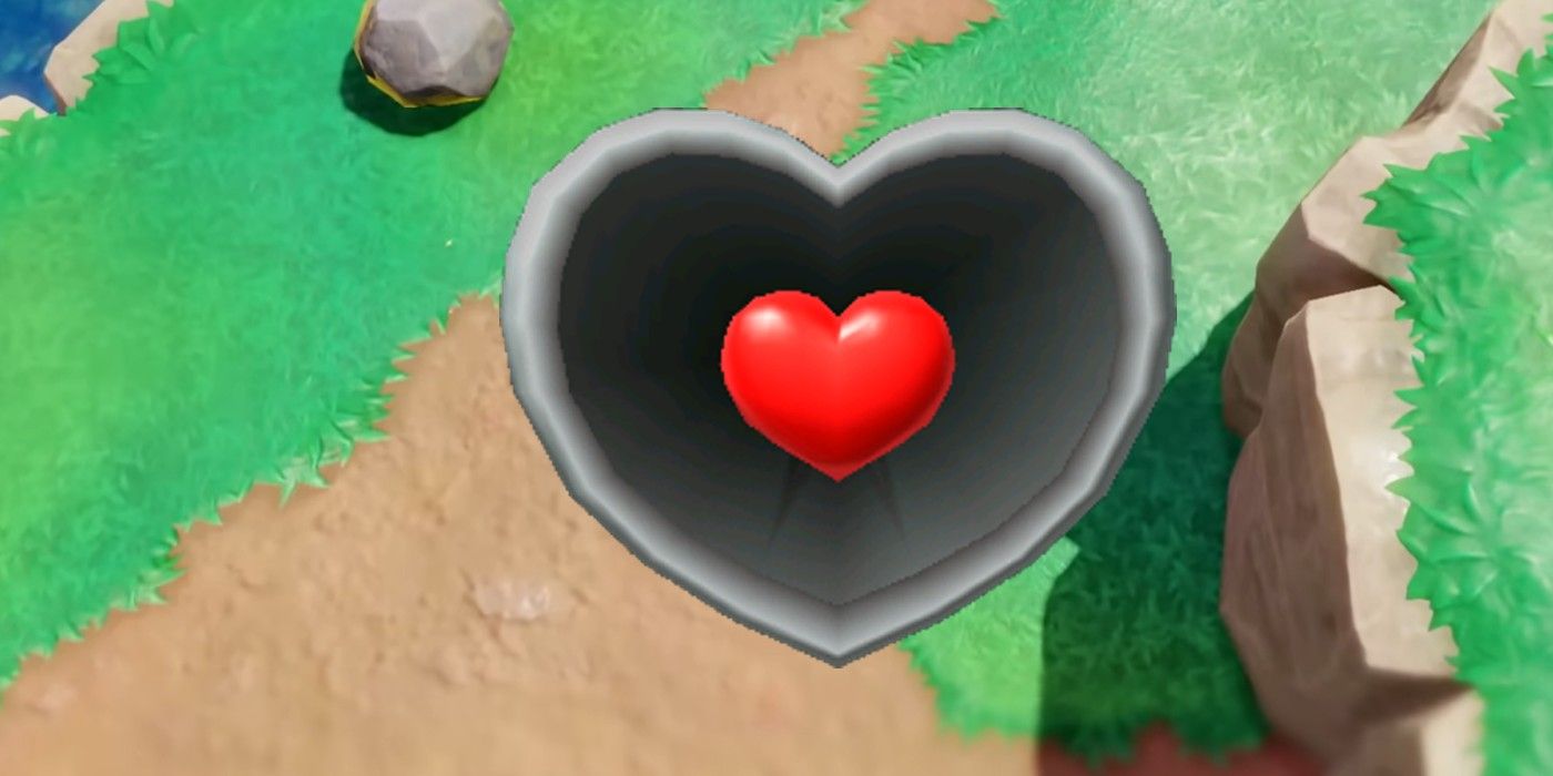 Um pedaço de coração de A Link Between Worlds com uma captura de tela de The Legend of Zelda: Echoes of Wisdom​​​​​​​.