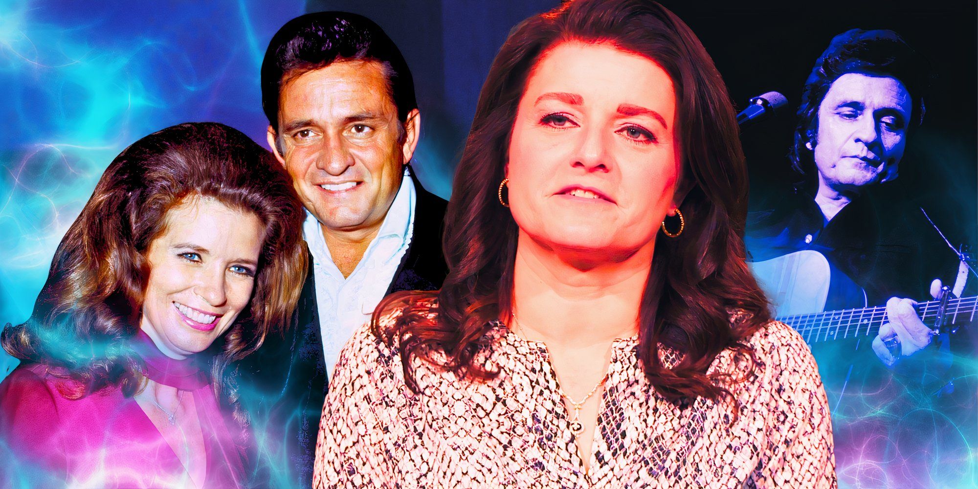 sister wives' Robyn with Johnny Cash and June Carter Cash in the background