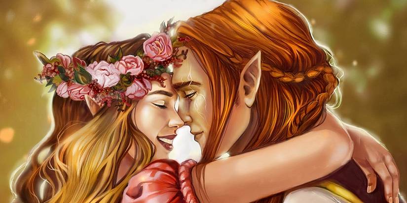 Fan art of Elain and Lucien from A Court of Thorns and Roses