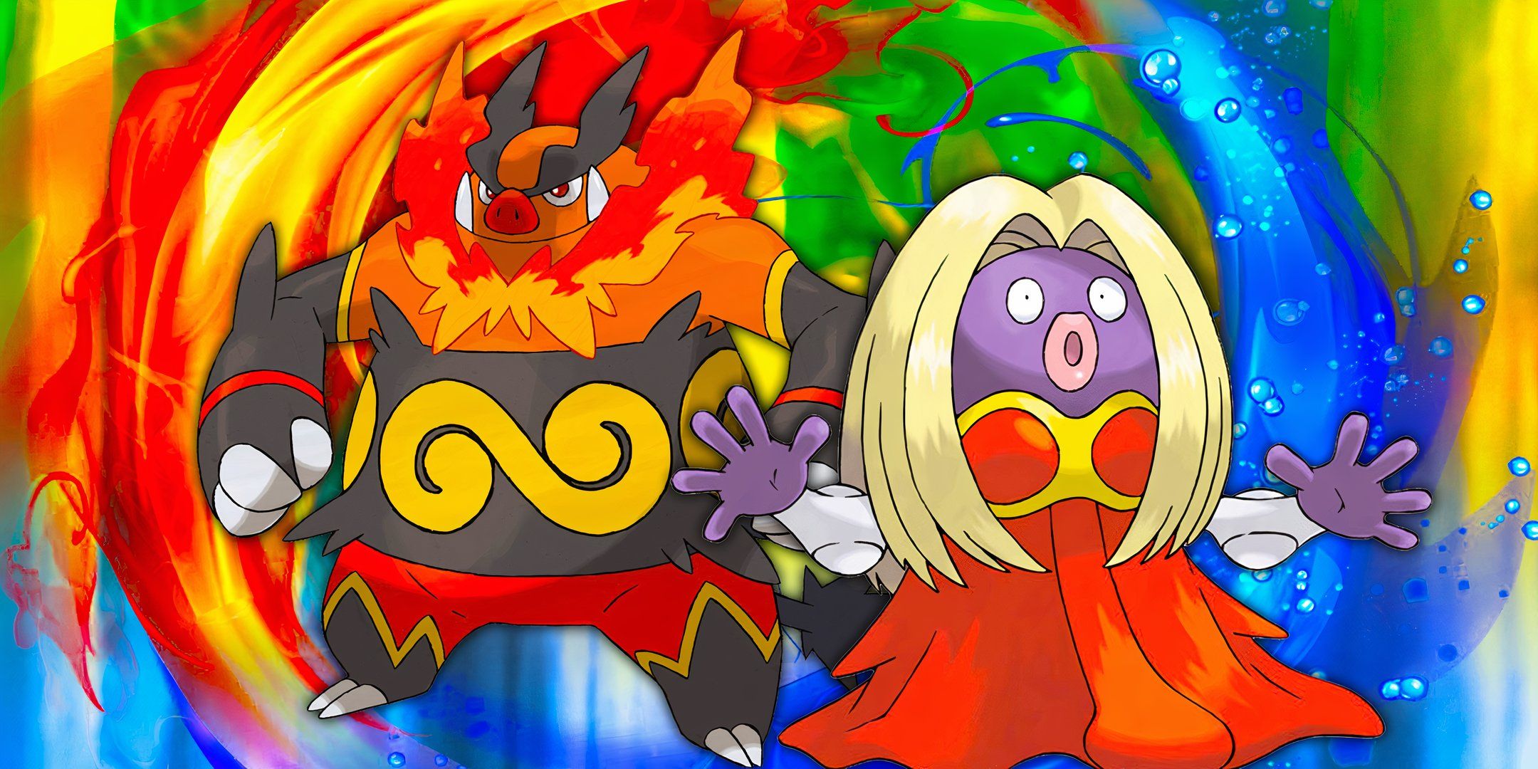 Emboar and Jynx from Pokémon.