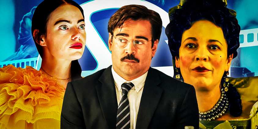Emma Stone in Poor Things, Colin Farrell in The Lobster, Olivia Colman in The Favourite