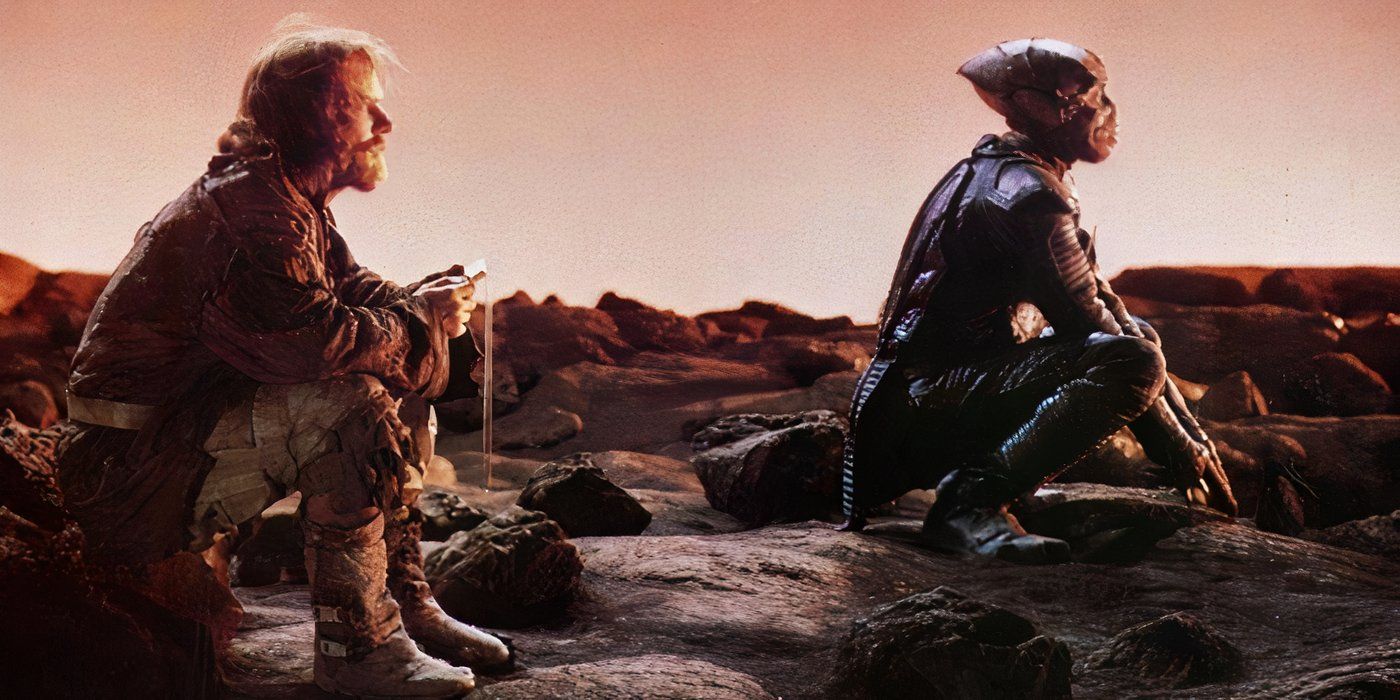 Shigan and Willis watch the sunrise in Enemy Mine