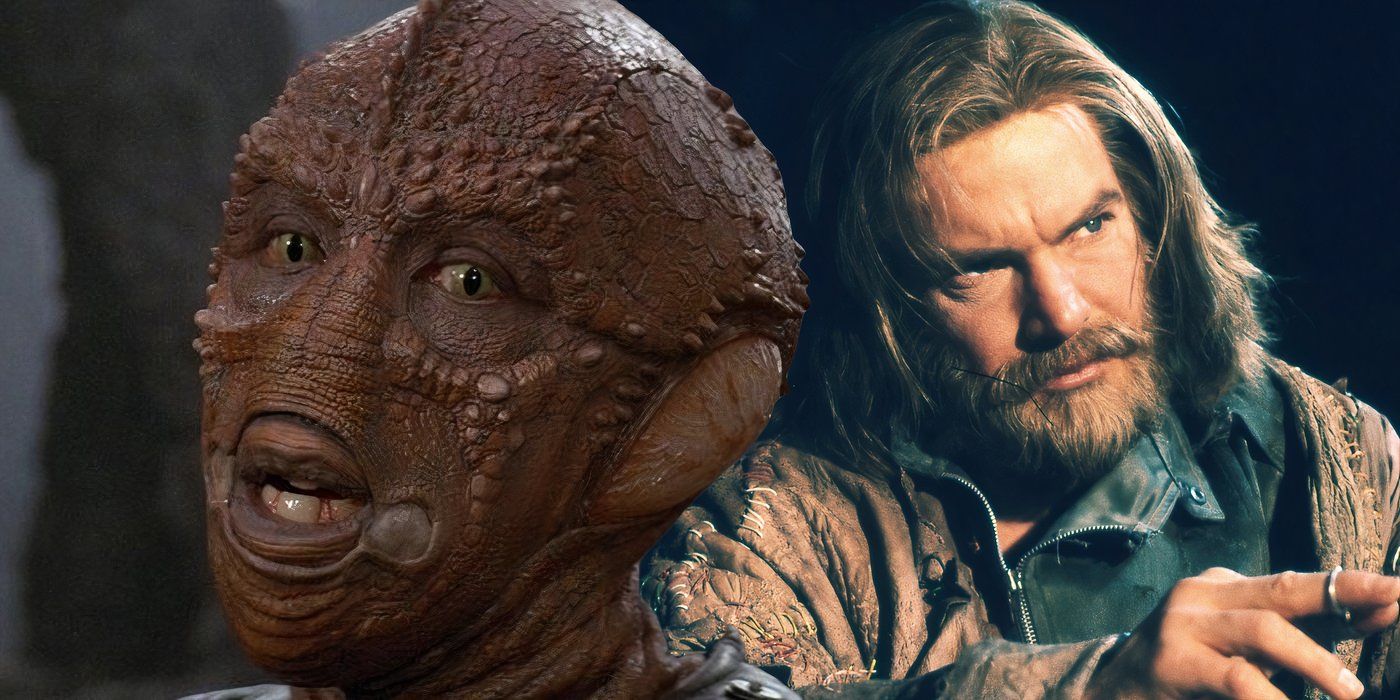 A composite image of Shigan looking suspicious in front of a bearded Willis pointing off in Enemy Mine
