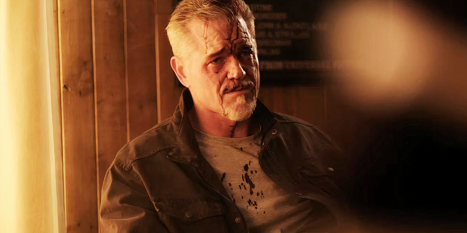 Eric Dane with a bloodied head as Cal in Euphoria