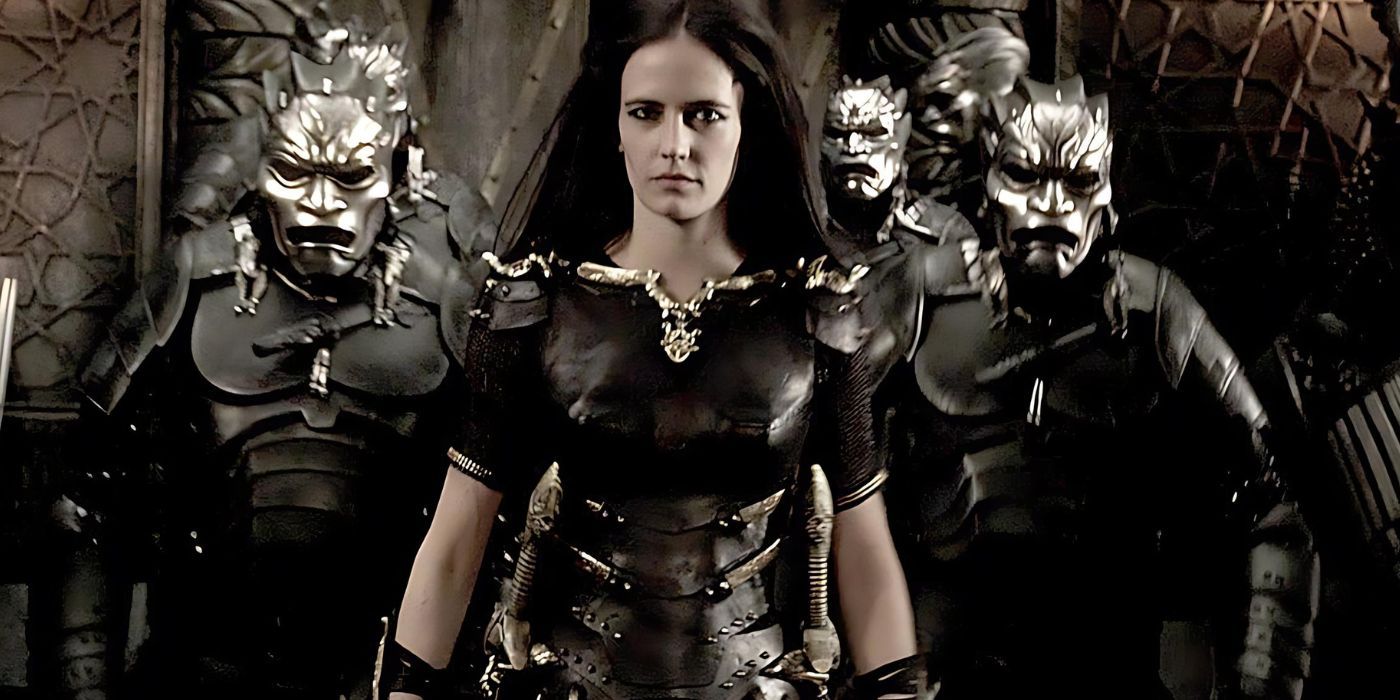 Eva Green as Artemisia surrounded by Persian soldiers in 300 Rise of an Empire