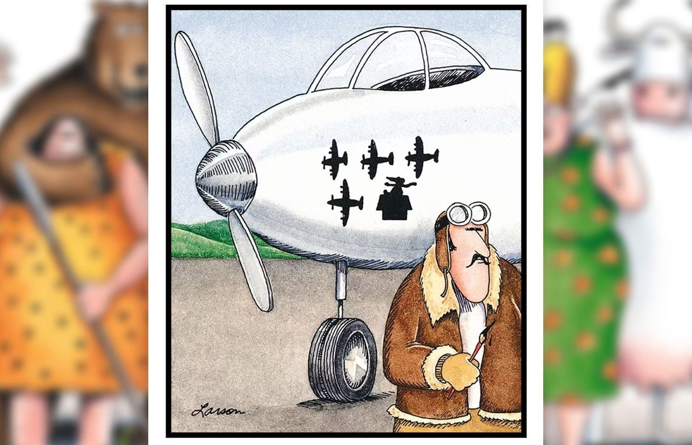 far side comic about a fighter pilot