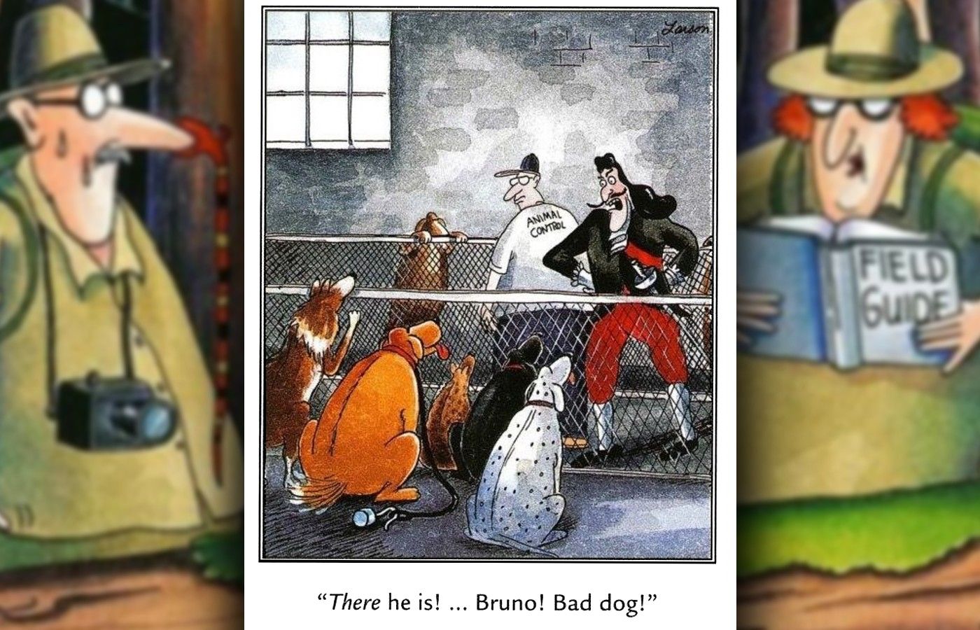 far side comic with captain hook at the dog pound