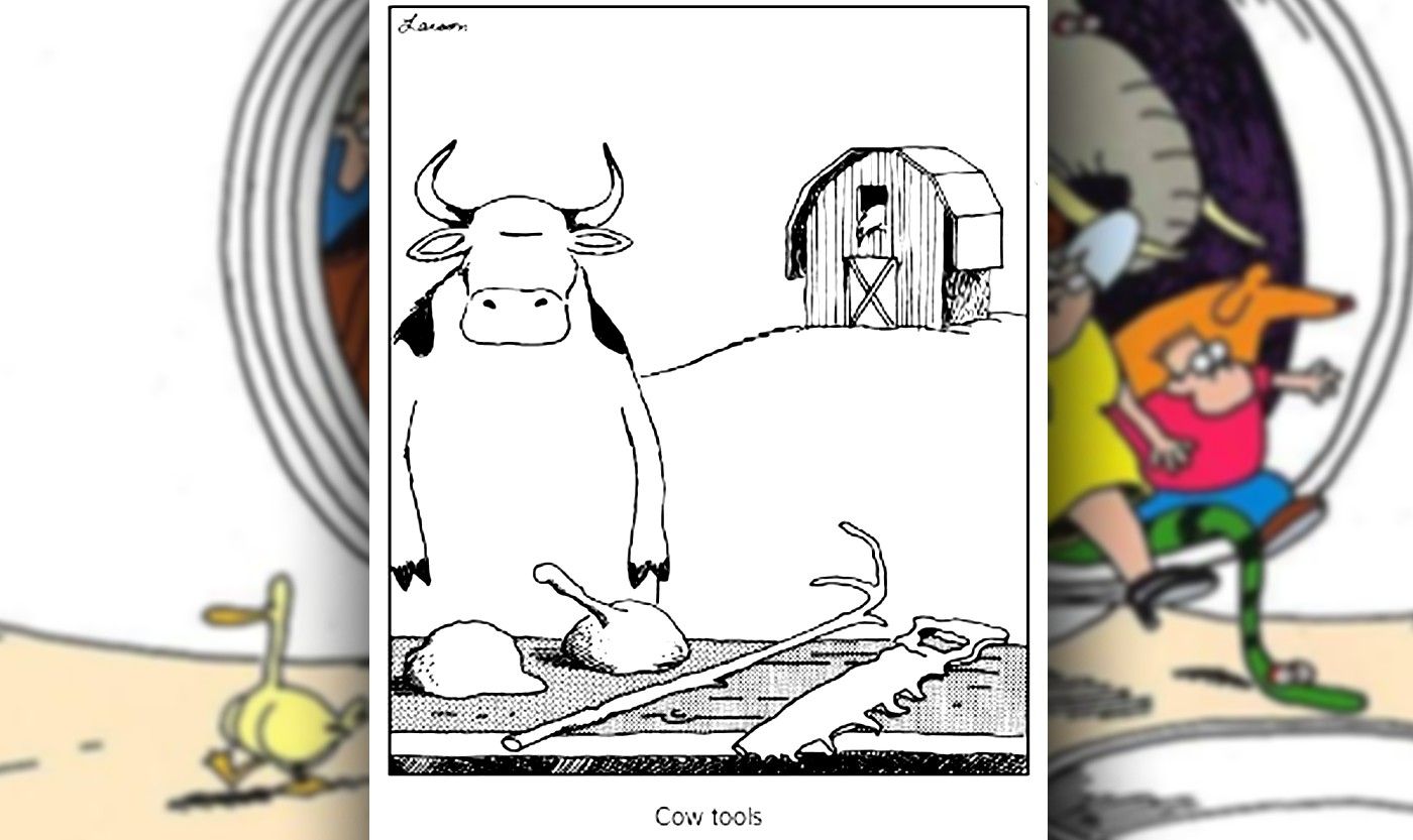 far side comics cow tools