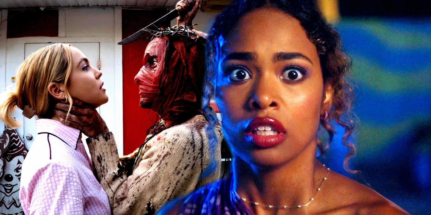 Faran looking scared while Bloody Rose grabs Imogen with a knife on another hand in Pretty Little Liars Summer School