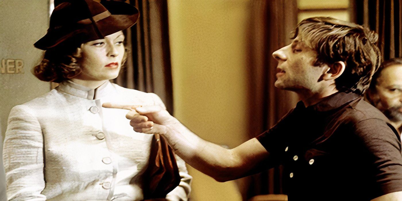 Faye Dunaway and Roman Polanski on the set of Chinatown