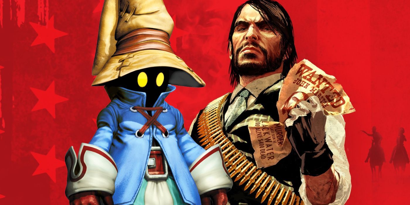 Vivi from FF9 alongside John Marston with a Wanted posted in his hand from Red Dead Redemption