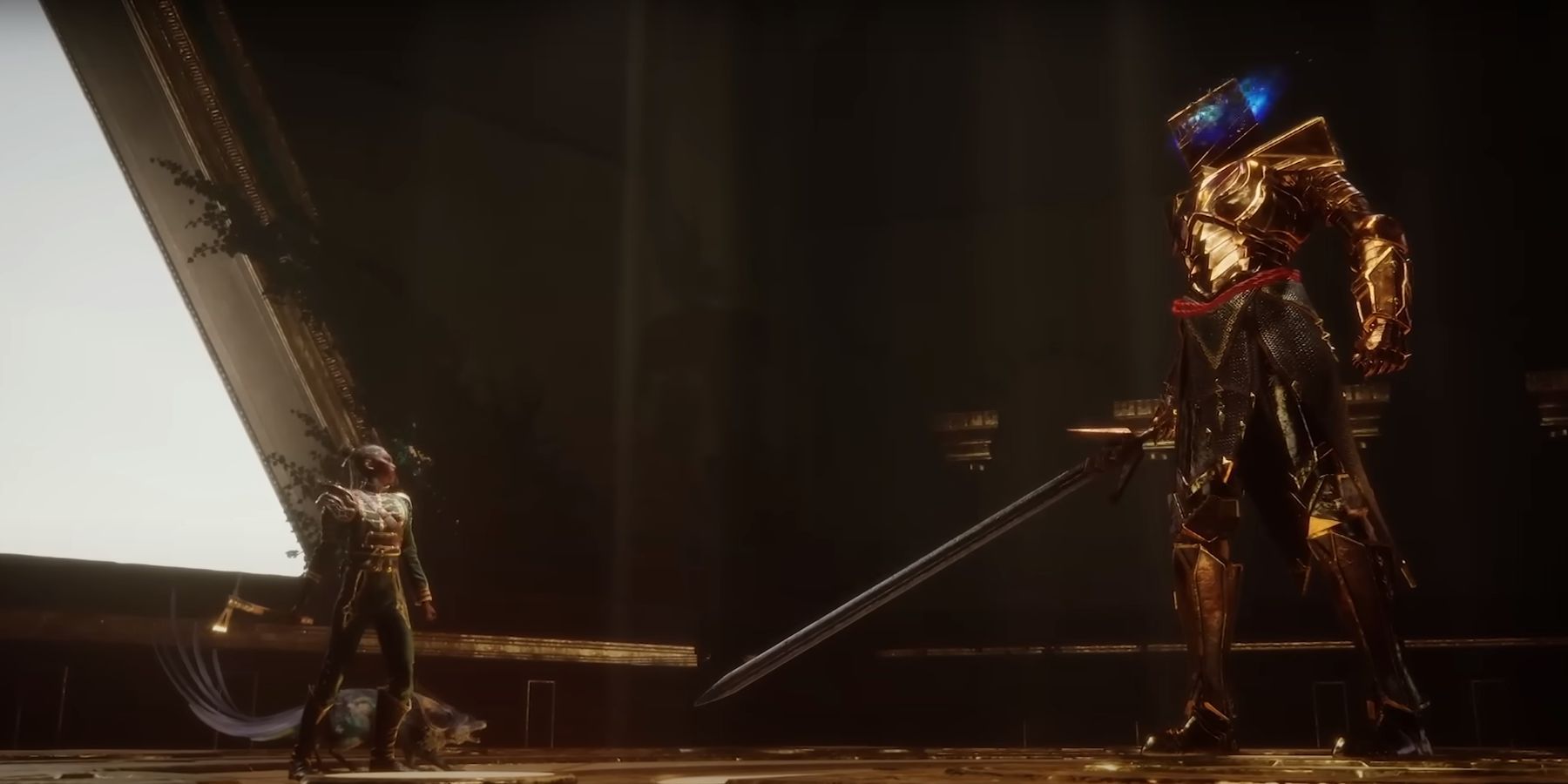 Flintlock The Siege of Dawn, Nor e Enki na frente de um chefe no trailer do Xbox Showcase