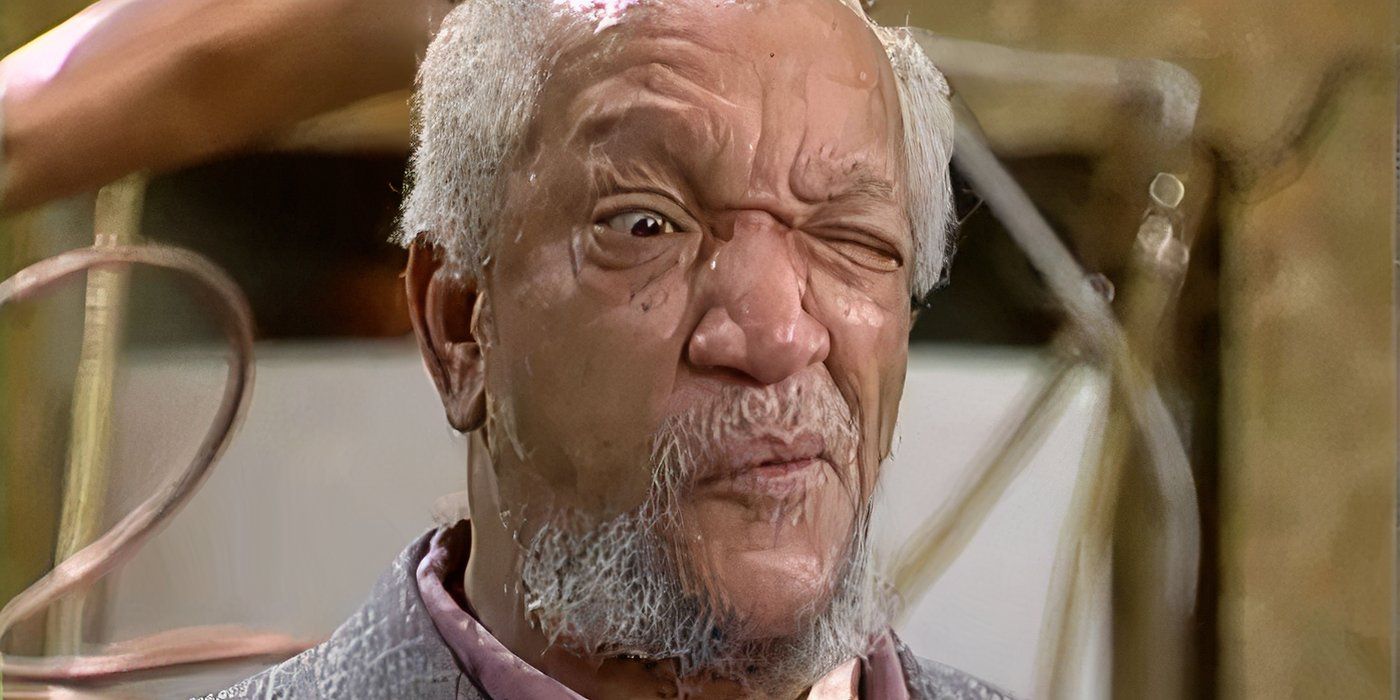 Fred Sanford (Redd Foxx) making a face on Sanford and Son.