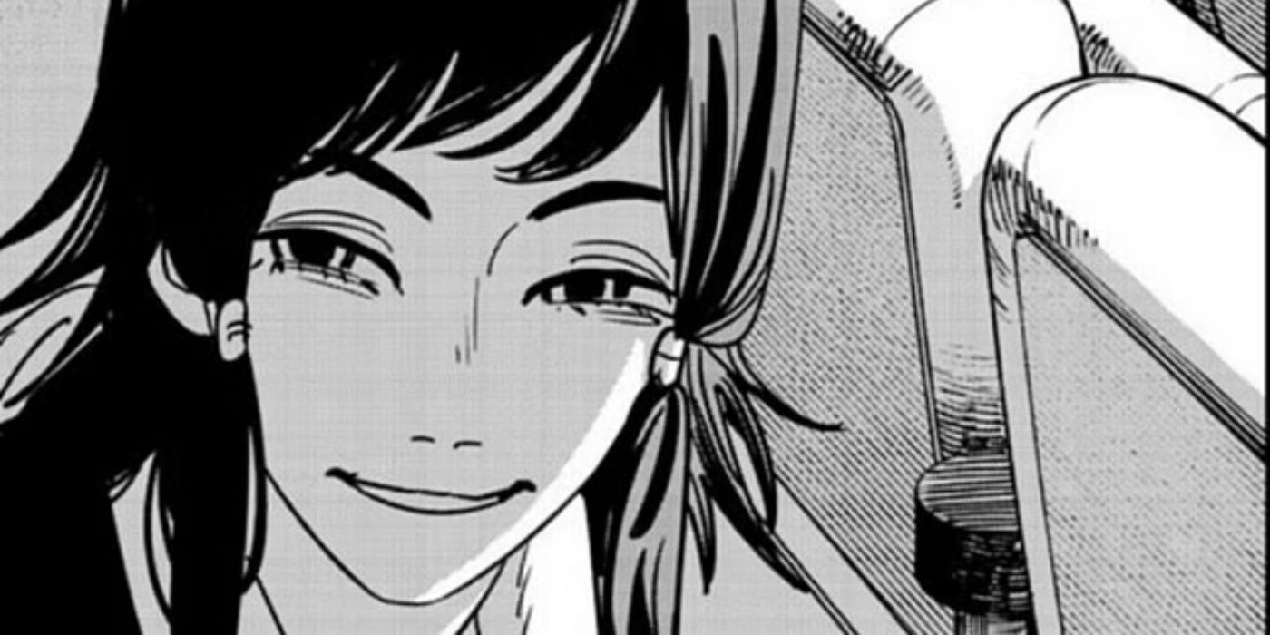 Fumiko do Chainsaw Man sorrindo para Denji