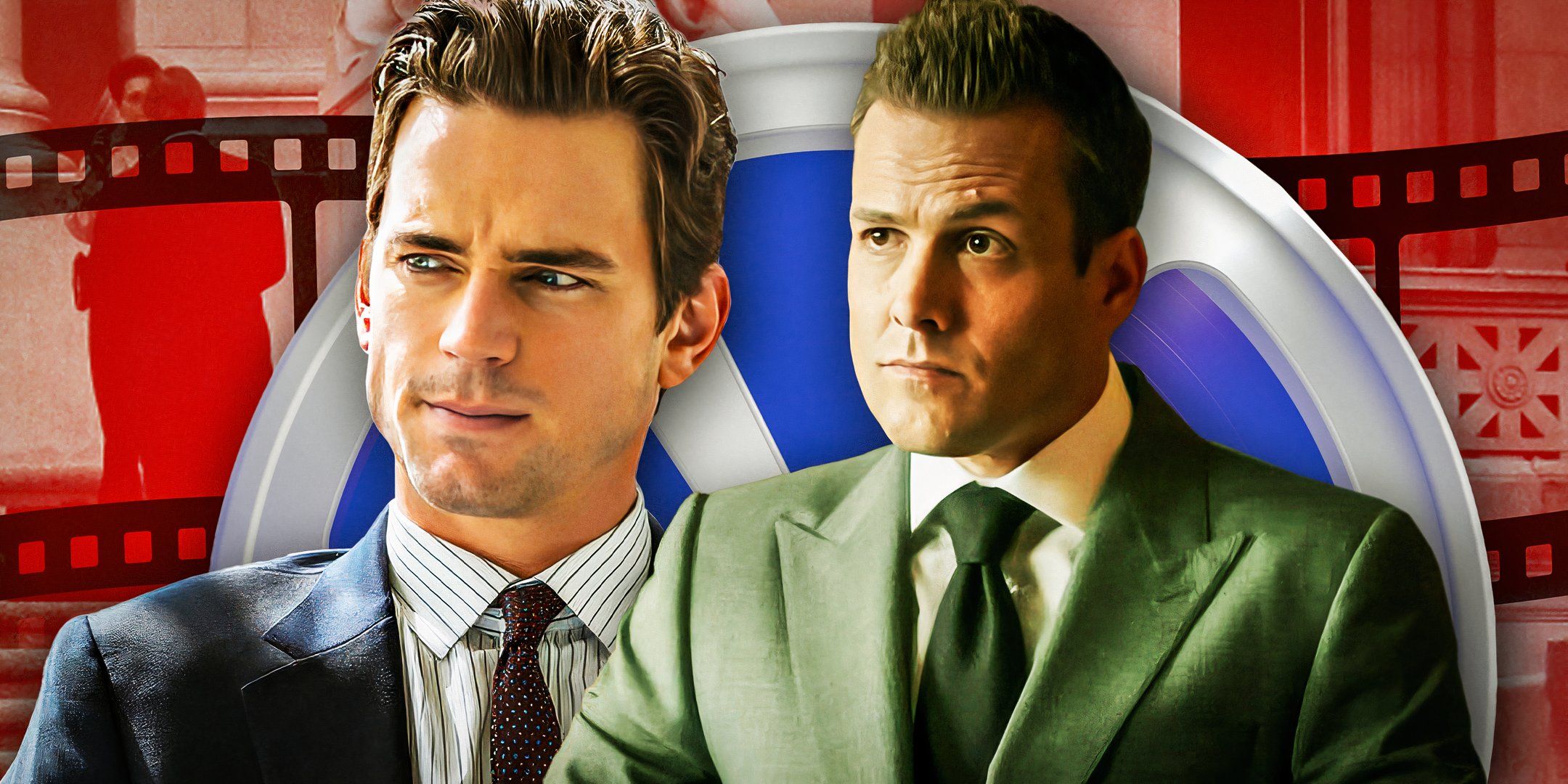 (Gabriel Macht as Harvey Specter) from Suits and (Matt Bomer as Neal Caffrey) from White Collar