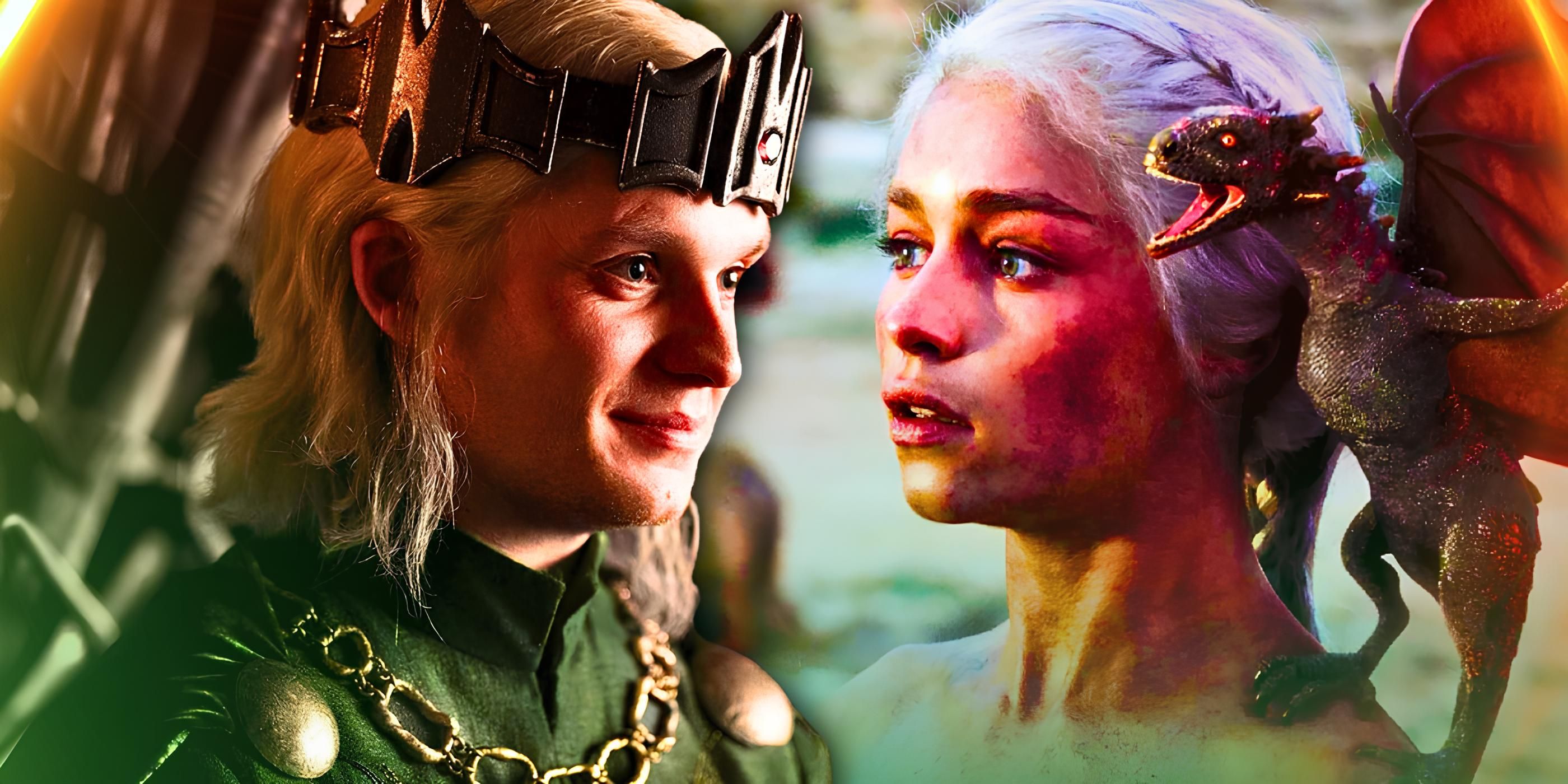 Aegon Targaryen from House of the Dragon and Daenerys Targaryen from Game of Thrones