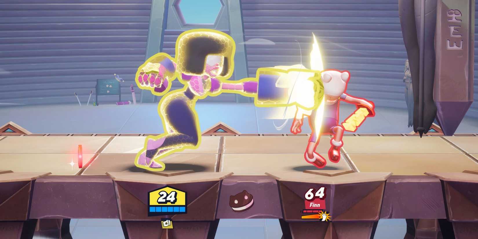 Garnet Punching Finn In The Sky Arena Map without platforms in MultiVersus