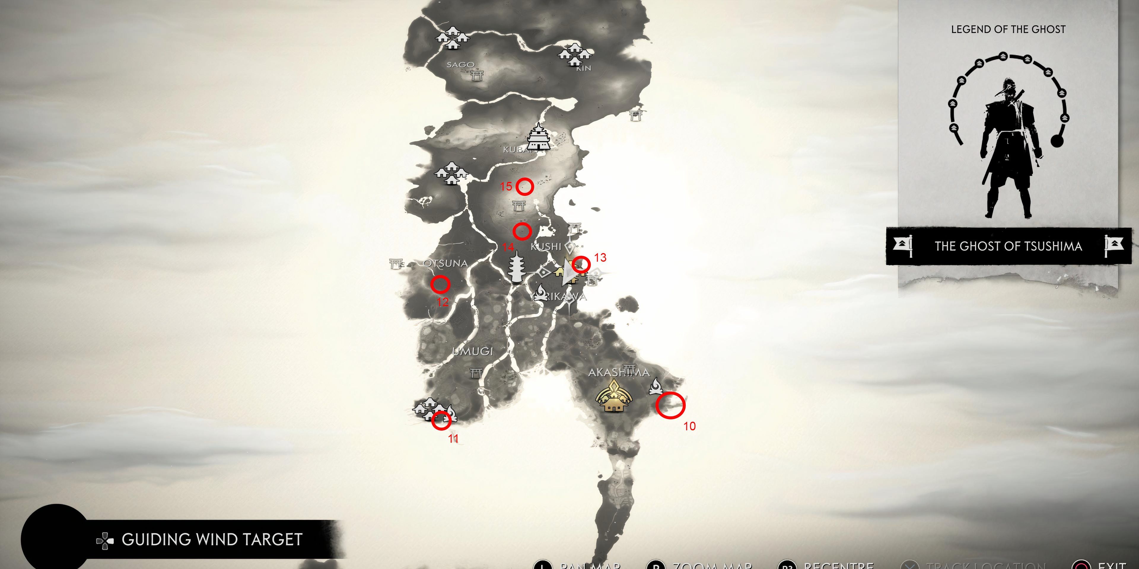 Ghost of Tsushima Todas as fontes termais nas localizações do mapa Toyotama