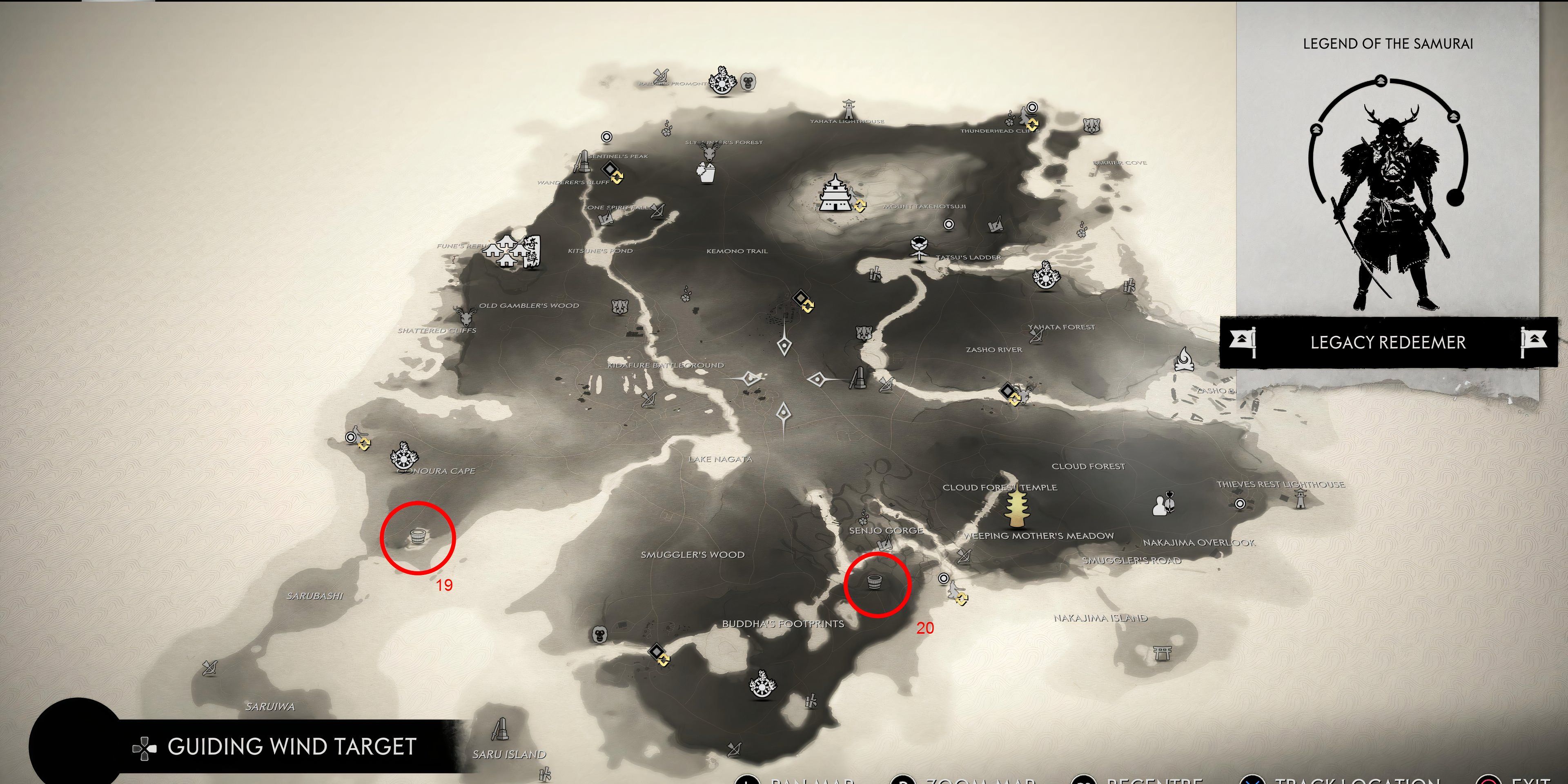 Ghost of Tsushima Todas as fontes termais nas localizações do mapa da Ilha Iki