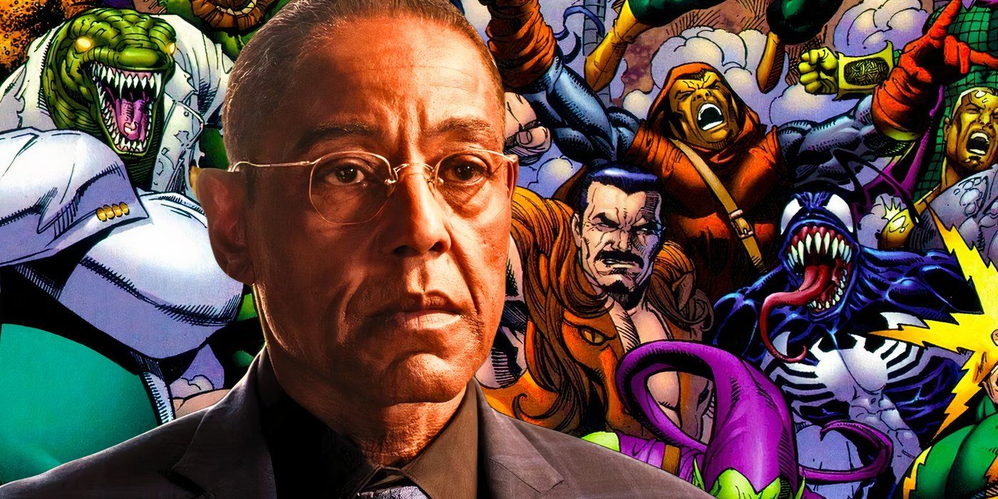 Giancarlo Esposito in Front of Gallery of Marvel Villains