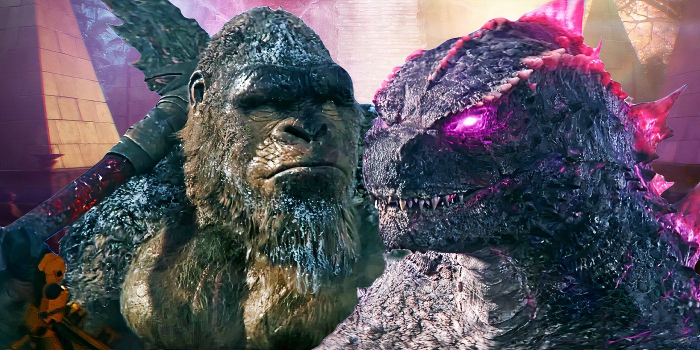 two images of Godzilla and Kong in Godzilla x Kong side by side
