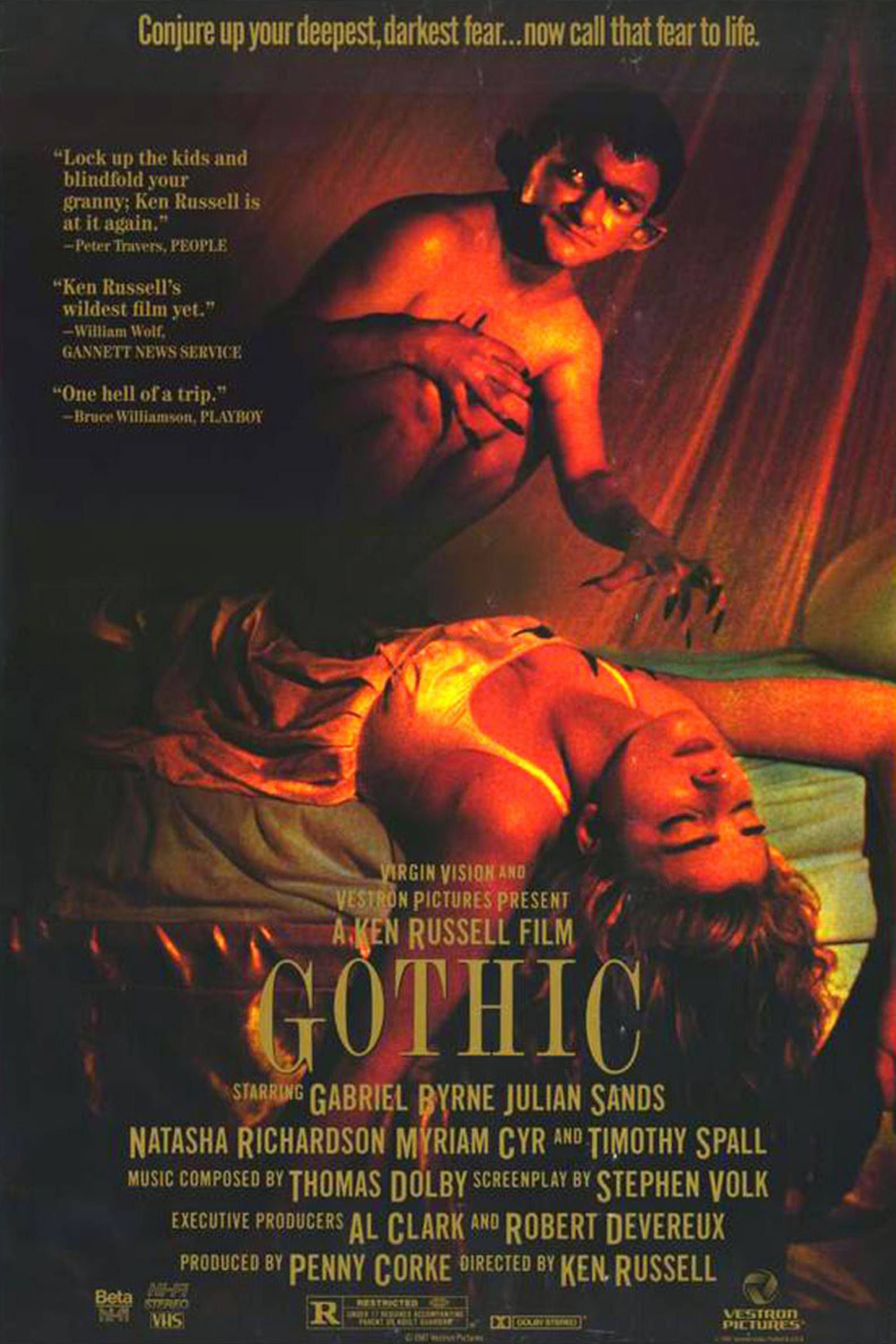Gótico (1986) - Pôster - Gabriel Byrne e Julian Sands