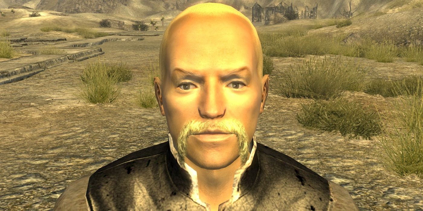 Um Great Khan loiro de Fallout New Vegas com um bigode caído. 